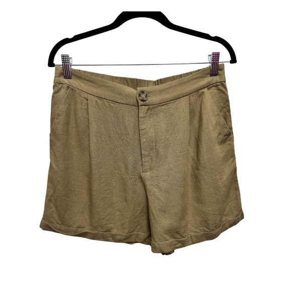 Molly Bracken La Collection Premium Linen Blend Shorts Khaki - Picture 1 of 10